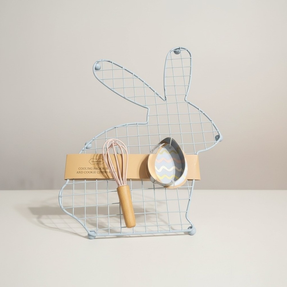 Mud Pie Easter Bunny Cooling Rack Mini Whisk Egg Cookie Cutter 3Piece Baking Set